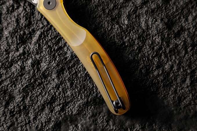 Mantis Flipper Pikal Knife2.52 ELMAX Blade Folding Knife PVD ProcessingYellow Ultem Handle 4.2 EDC Pocket Knife (Yellow-Black PVD)