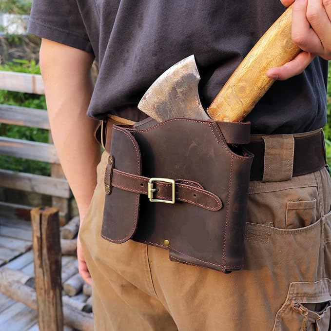 PU Leather Axe Protective Cover Holder Hatchet Sheath Case Axe Protector Outdoors Accessories Woodworking Camping for Outdoor Camping Blade Protection