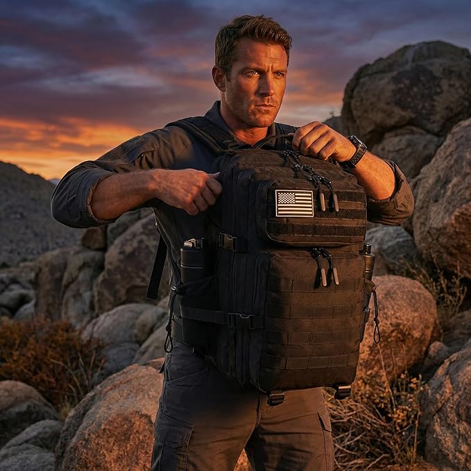 45L Tactical Backpack for Men Women Military Assault Pack with MOLLE Large 3 Day Bug Out Bag for Hiking Camping