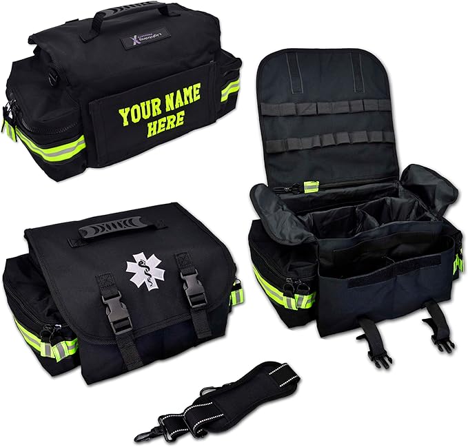 Lightning X Customizable Small Medic First Responder EMT Trauma Bag w/Embroidered Name Patch - Black
