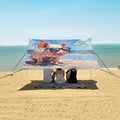 ALAZA Oil Painting Funny Pig on The Beach Beach Tent Sun Shelter Portable Canopy Sunshade for Outdoor Camping Picnics Backyard Fun 10x9 ft