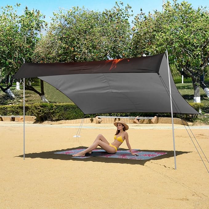 ALAZA Number Eight Billiard Ball on Fire Black Beach Tent Sun Shelter Portable Canopy Sunshade for Outdoor Camping Picnics Backyard Fun 10x9 ft