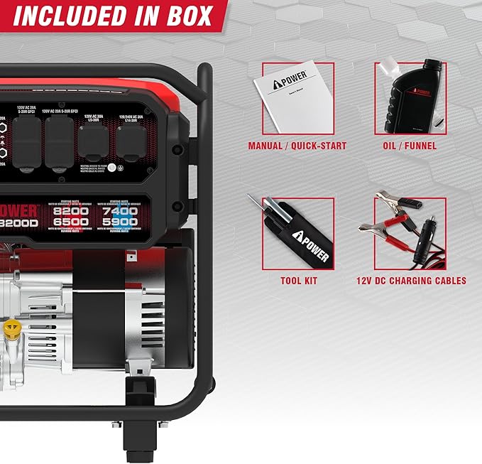 A-iPower 8200W Portable Generator Dual Fuel Gas and Propane Powered Power Supplies with 322cc OHV Engine CO Sensor Heavy Duty Generators For Jobsite RV Whole House Backup Emergency