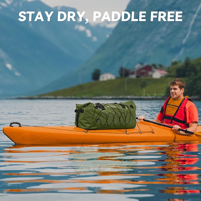 HEETA Waterproof Duffel Bag Motorcycle Dry Bag Backpack 60L/80L Extra Large Rolltop Travel Duffle Bags with Straps &amp Handles for Kayaking Rafting Boating Canoeing Camping Gym Beach Cruise Ship