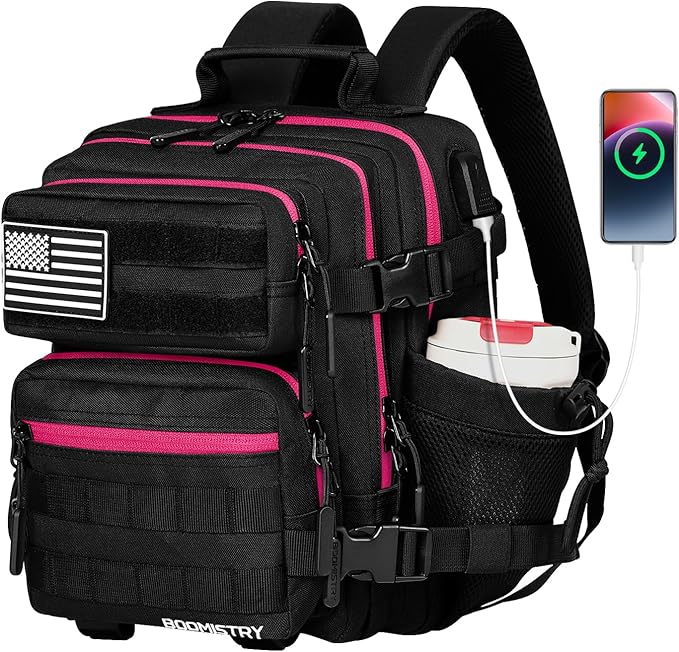 Boomistry 15L Mini Tactical Backpack Small Tactical Backpack for Men and Women Military Molle Backpack for Gym Daily (Black Neon)