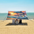 ALAZA Dolphins Sunset Sea Beach Tent Sun Shelter UPF50+ Protection Beach Shade Canopy w/ 4 Sandbags for Outdoor Camping Fishing Backyard Fun Picnic 10x9 ft