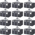 12 Pack Extra Heavy Duty Large Moving Bags with Strong Zipper &amp Comfortable Handles Sturdy &amp Durable Clothes Storage Bags Totes Bins Packing Moving Boxes for College Supplies Gray