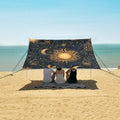 ALAZA Sun Moon Stars Constellations Witchery Beach Tent Sun Shelter UPF50+ Protection Beach Shade Canopy w/ 4 Sandbags for Outdoor Camping Fishing Backyard Fun Picnic 10x9 ft