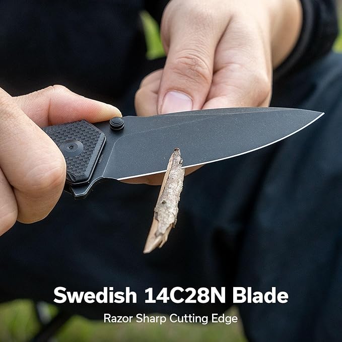 CIVIVI Photonix EDC Pocket Knife Folding Knife with 3.7 14C28N Blade G10 Handle with Pocket Clip for Men Women Camping Hiking Fishing Knife C23081B-1 Black