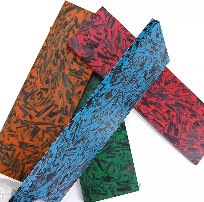 Blade handle scales are blank resin material 4-piece set DIY hand carved crushed carbon marble colored texture material(Orange135x40x8mm)