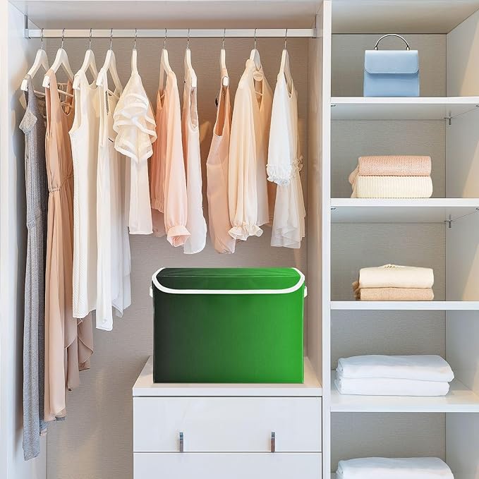 Green Gradient Storage Bin with Lid Foldable Closet Organizer Large Storage Bags for Office Supplies Office Basket