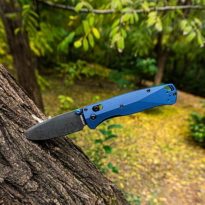 Damascus Pocket Knife 3 Blue Pocket Knife With Aluminum Handle And Reversible Pocket Clip For Camping And Hiking