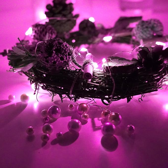 20 Packs Fairy String Lights 6.6FT 20 LEDs Battery Operated Silver Copper Wire Starry String Light for DIY Party Christmas Costume Wedding Easter Table Decorations (Pink)