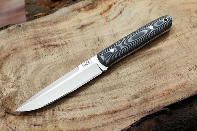 GCS Handmade D2 Steel Hunting Knife with Black and White Micarta Handle Full Tang Blade and Leather Sheath for Hunting Hunting Camping Survival EDC-GCS 945