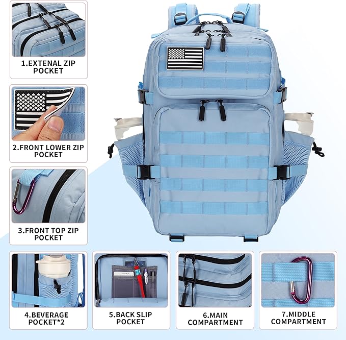 Military 45L Tactical Assault Backpack 3 day assault pack with Molle Waterproof backpack Rucksack for Tactical Backpacks