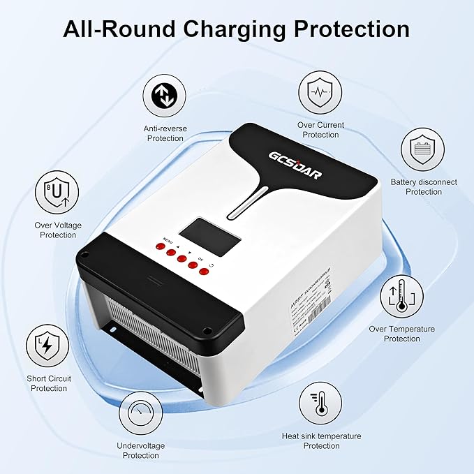 60A MPPT Solar Charge Controller 12V/24V/48V Lead Acid and Lithium Battery auto Max PV 150Vdc(WiFi Adaptor Included)