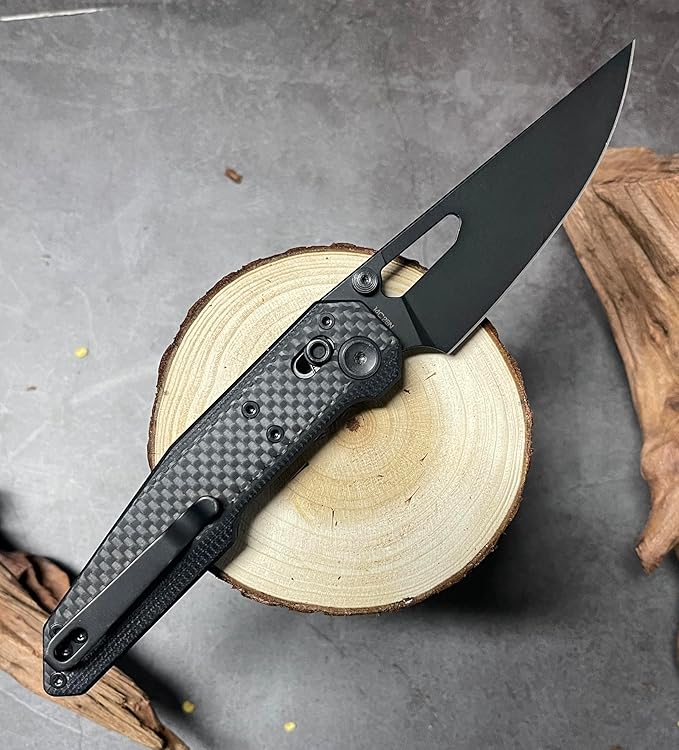 Carbon-Fiber-G10 Pocket Knife 3.6 with Swedish 14C28N steel designed by NOC Knives Axis-lock folding knife for cutting purpose