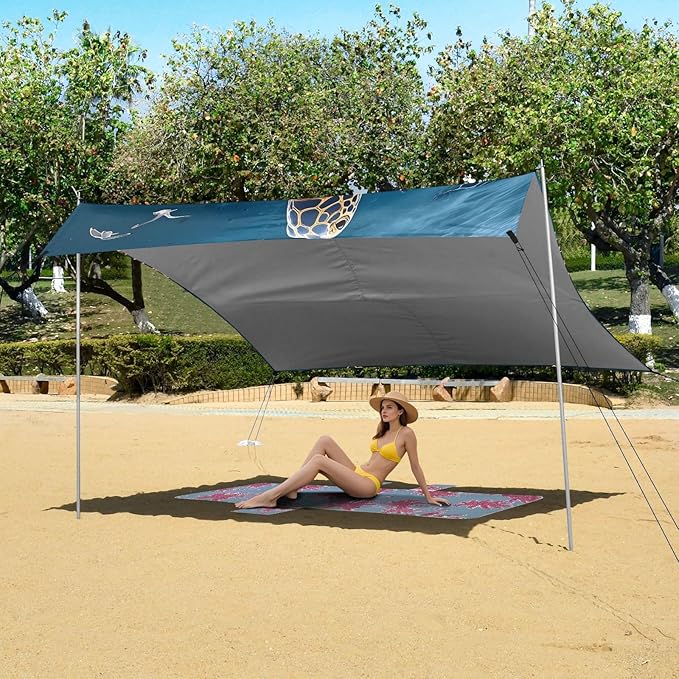 ALAZA Sea Turtle Beach Beach Tent Sun Shelter Portable Canopy Sunshade for Outdoor Camping Picnics Backyard Fun 10x9 ft