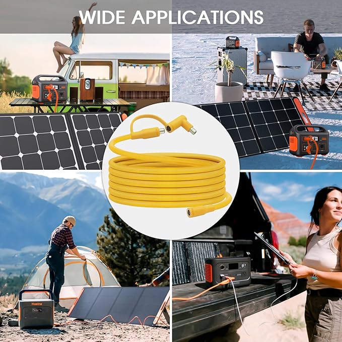Solar Panel Extension Cable for Jackery 20FT 14AWG 8mm DC Connector Compatible with Yeti Anker BLUETT Jackery Portable Power Stations for Outdoor Camping RV Emergency Use (Yellow)