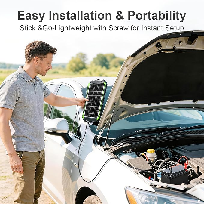 20W 12V Solar Battery Maintainer &amp Trickle Charger Kit for Car Boat RV Trailer Automotive Snowmobile Waterproof Solar Battery Tender with Built-in MPPT Charge Controller