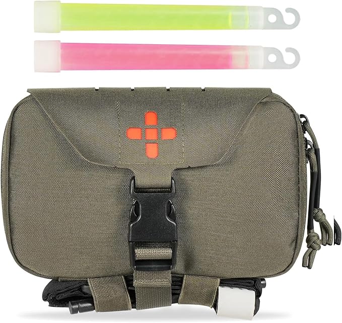 Ifak Pouch-Rapid Deployment Tactical MOLLE Trauma Kit Pouches Quick Release Tear-Off Medical First Aid Kit Organiser with Red Immediate Identify for Emergency Surviva.