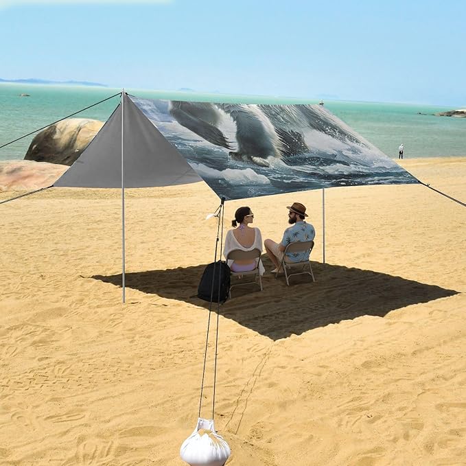 ALAZA Polar Bear Animal Ice Beach Tent Sun Shelter Portable Canopy Sunshade for Outdoor Camping Picnics Backyard Fun 10x9 ft