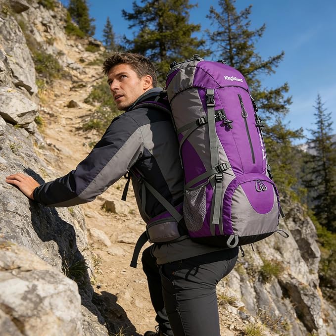70L Camping Hiking Backpack with Rain Cover Waterproof Backpacking Backpack for Hiking Treeking Climbing Outdoor
