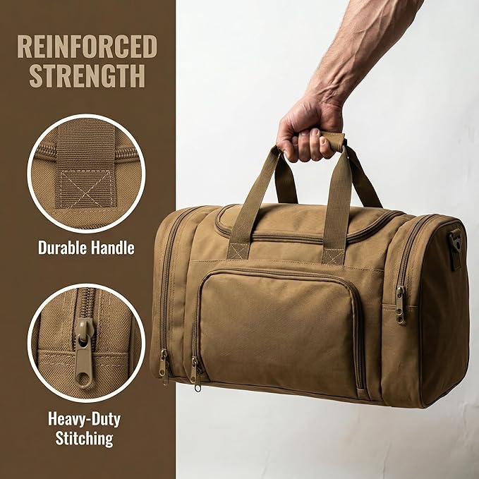 Military Tactical Outdoor Gym Bag Small Duffel Bag with Shoes Compartment for Sports Travel Camping Hunting (A-Tan)