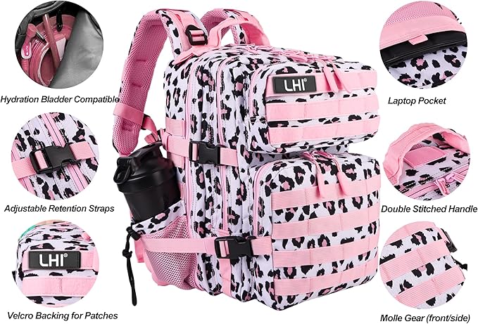 LHI Tactical Military Backpack for Men and Women 25L/35L Army Assault Pack Bag Small Rucksack with Bottle Holder