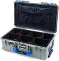 Pelican Air 1535 Carry-On Sage Green - Medium Size Waterproof Case with TrekPak Kit &amp Combo Lid Organizer - Blue Handles &amp Latches