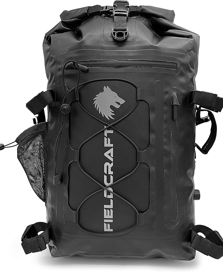 FIELDCRAFT Wayfarer Waterproof Rolltop Backpack Dry Bag for Outdoor Water Sports Kayaking Boating Camping Hiking Scuba Diving Fishing Beach and Lake Activities