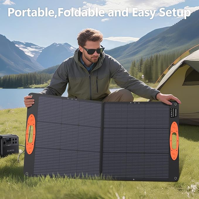 N-Type 16BB 110W Portable Solar Panel for EF/Jackery/Bluetti/Anker Power Station 25% High Efficiency ETFE Foldable Solar Panel Charger IP68 Waterproof for Outdoor Camping RV