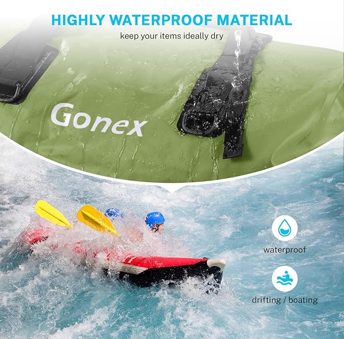 Gonex 40L 60L 80L Extra Large Waterproof Duffle Travel Dry Duffel Bag Heavy Duty Bag with Durable Straps &amp Handles for Kayaking Paddleboarding Boating Rafting Fishing