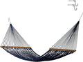 Hatteras Hammocks Large Navy DuraCord Rope Hammock – 13 ft. x 55 in. 2-Person 450 lb Capacity Cumaru Spreader Bar Zinc-Plated Hardware – Handcrafted in The USA