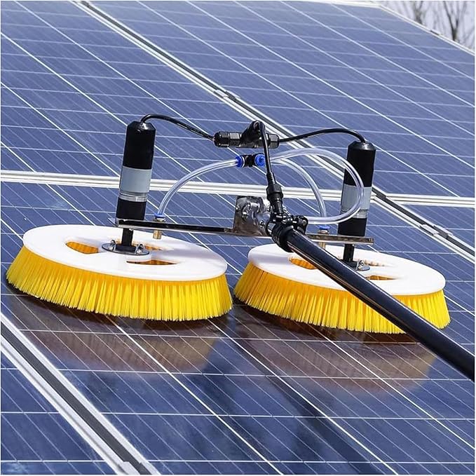 Electric Solar Panel Cleaning Brush &amp Water Fed Pole Kit Telescopic Rod PV Panel Wash Cleaning Machine 65cm Cleaning WideMains Electricity-7.5m/24ft