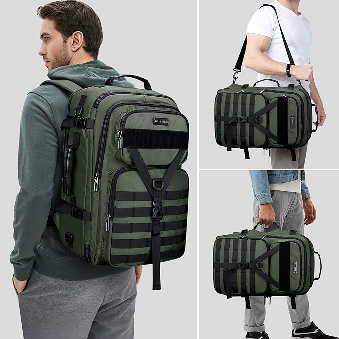 WITZMAN Carry On Travel Backpack for Men Large Convertible 45L Fit 17 Inch Laptop Backpack 3 in 1 Bag for Airline Approved(B688 Light Green)