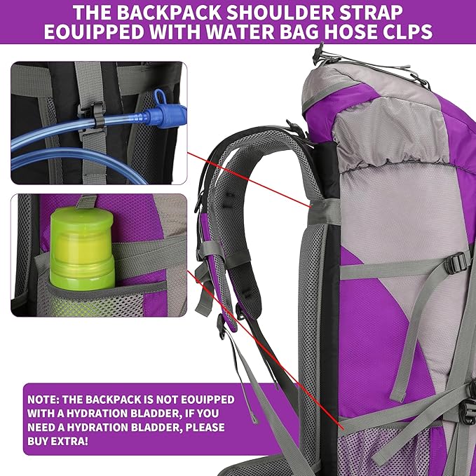 70L Camping Hiking Backpack with Rain Cover Waterproof Backpacking Backpack for Hiking Treeking Climbing Outdoor