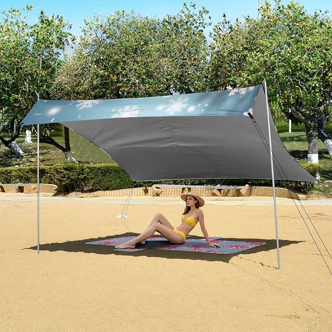 ALAZA Cute Dog with Snowflakes Beach Tent Sun Shelter Portable Canopy Sunshade for Outdoor Camping Picnics Backyard Fun 10x9 ft