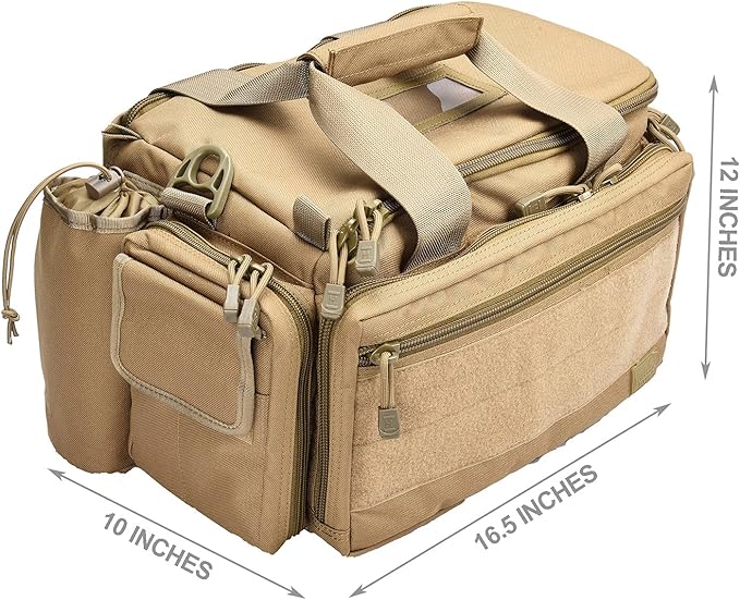 Lancer Tactical Weather Resistant Shooting Range Bag w/Shoulder Strap Color Khaki