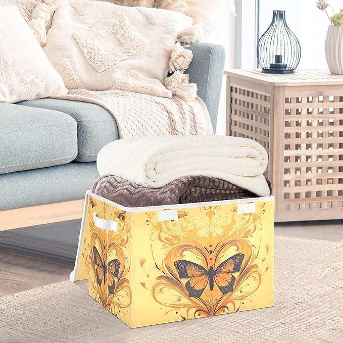 D0m8nrjp Lidded Storage Bins with Handles - 16.5x12.6x11.8 Foldable Organizing Box Oxford Fabric &amp Honeycomb Board Dust-Proof Flip Lid for Closet/Office