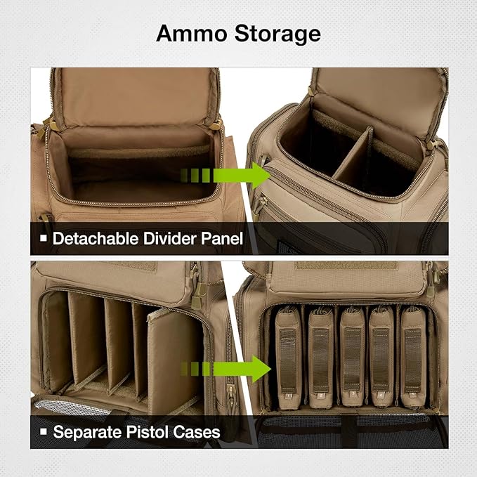TIDEWE Tactical Range Backpack Bag for Gun and Ammo with Pistol Case