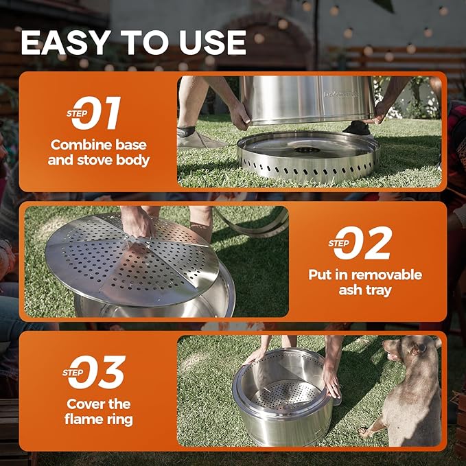 Smokeless Fire Pit Portable Firepit Outdoor 20 Inch Inky