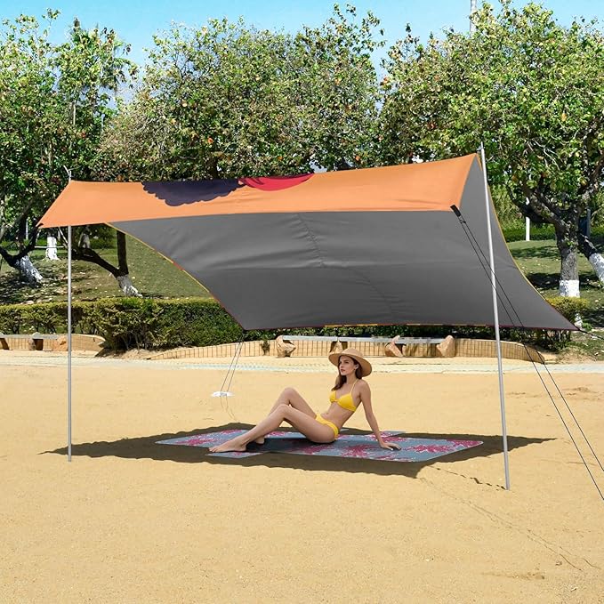 ALAZA Beautiful African Woman Sunset Beach Tent Sun Shelter Portable Canopy Sunshade for Outdoor Camping Picnics Backyard Fun 10x9 ft