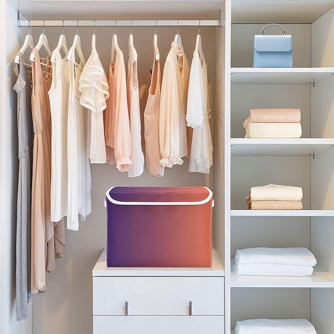 Purple Brown Gradient Storage Container with Lid Collapsible Bedroom Storage Clothes Storage Containers for Home