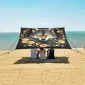 ALAZA Wolf Wreath of Yellow Flowers Beach Tent Sun Shelter Portable Canopy Sunshade for Outdoor Camping Picnics Backyard Fun 10x9 ft
