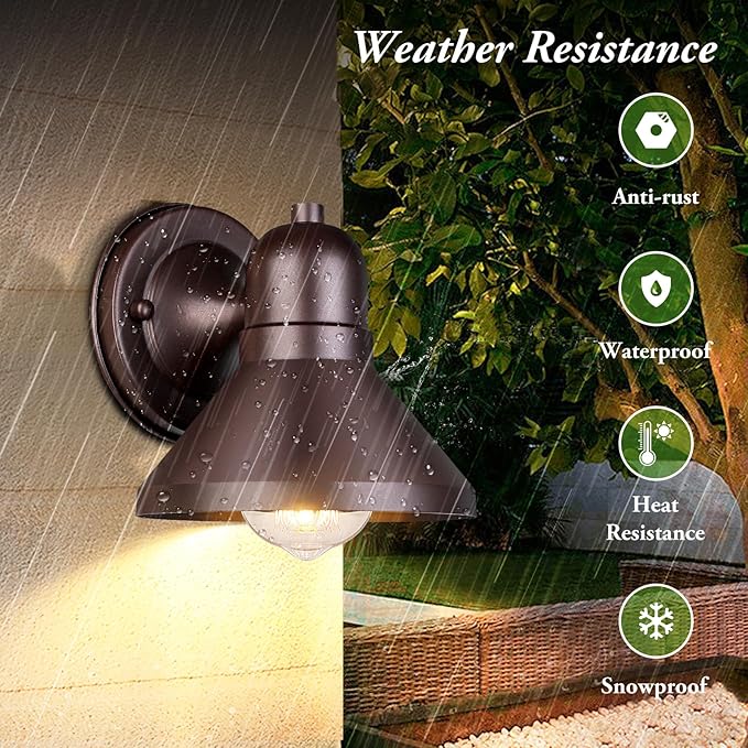 Brightever Outdoor Barn Wall Light Fixtures 2-Pack Brown Exterior Wall Lantern Waterproof Anti-Rust Lighting with E26 Socket Small Outside Lights for House Patio Playhouse Garage