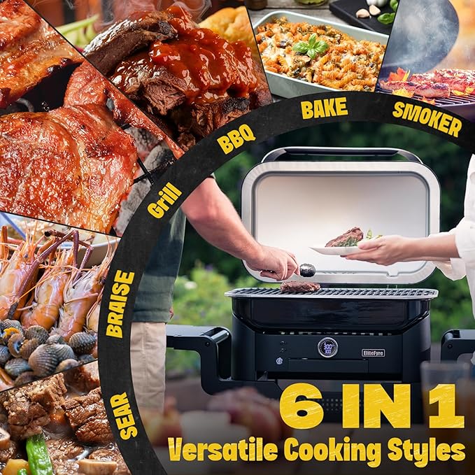 Volteq Electric Grill with Smart Tem Control for Apartments - 6-in-1 Smokeless Compact Patio BBQ Grill for Balcony &amp Deck 1500W Fast Heating No Flames Perfect for Rentals
