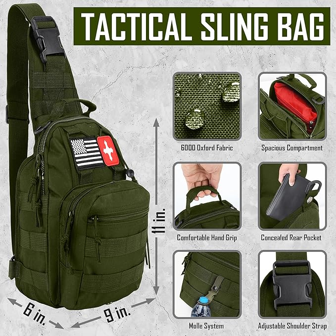 Survival Kit 268 Pcs Emergency Survival Gear and Equipment Supplies with First Aid Kit Camping Axe Headlamp Crossbody Bag for Camping Hiking Hunting Gift for Christmas Men Dads