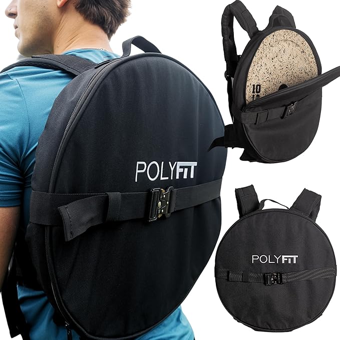 Polyfit PL8 Backpack for Olympic Weight Plates - Weighted Backpack for Strength Training Rucking and Gym Workouts - BLACK