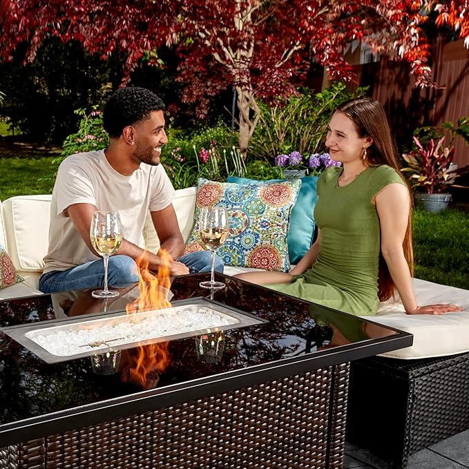 Endless Summer GAD17400SP Rectangular Outdoor Gas Brown/Black Fire Table Multi Color